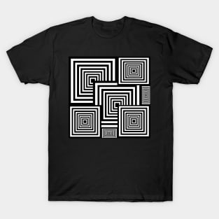 black and white geometrical op art design T-Shirt